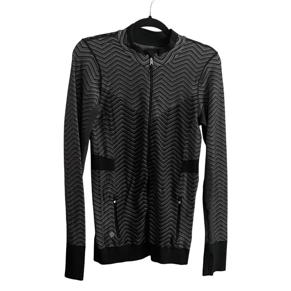 Athleta Sz L Chevron Outdoor Full Zip Lightweight Base Layer Andes Hybrid Jacket - Picture 2 of 10